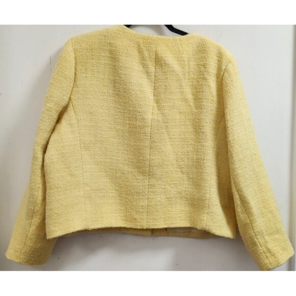 J.Crew Yellow Tweed Cropped Jacket 18 Women Classic Chanel Style Button Front - Picture 6 of 15